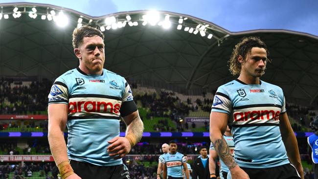 The Sharks have now lost seven finals games in a row after they were well beaten by the Storm. Picture: Quinn Rooney/Getty Images