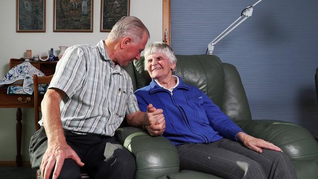 Dirk Simons who cares for his wife Aartje, who has Alzheimer’s disease, at their home in Blackmans Bay. Picture: NIKKI DAVIS-JONES