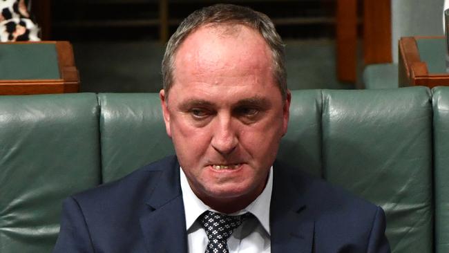 Attack being the best form of defence, the Deputy PM gives as good as he gets during question time in Canberra yesterday after crashing through a psychological barrier. Picture: AAP