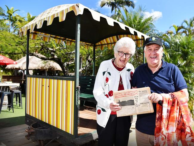 Patsy Flint and train driver Trevor Loats with the memorial plaque. Picture: Patrick Woods