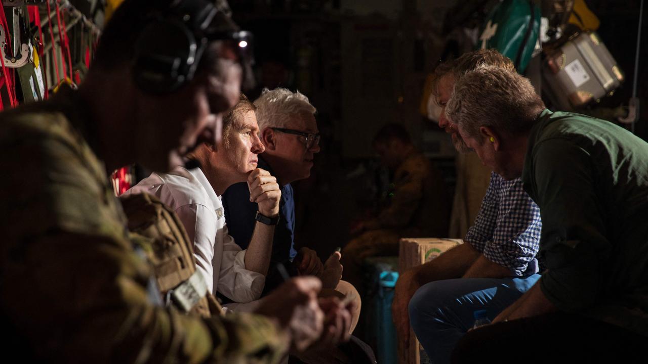 People on the evacuation flight in Kabul. Picture: SGT Glen McCarthy