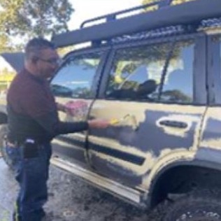 A photo on Melanie Lynn’s phone shows her husband painting his car on June 4, 2020. Picture: Supreme Court of Victoria