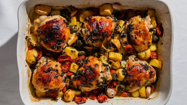 Zesty, jammy, one-tray chicken dish. Picture: Nikki To