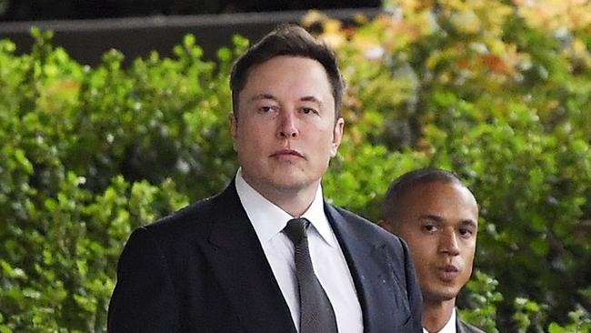 Tesla CEO Elon Musk arrives at court in Los Angeles.