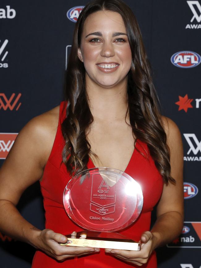 Chloe Molloy with her All-Australian award.