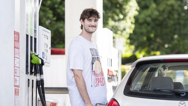 Isaac Nicholls, 23, said the high price of petrol hit the hard during a cost of living crisis. Picture: Daily Telegraph/ Monique Harmer