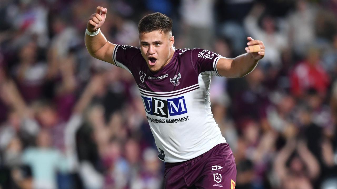 Josh Schuster is among a new wave of young stars coming through at Manly. Picture: Gregg Porteous/NRL Photos