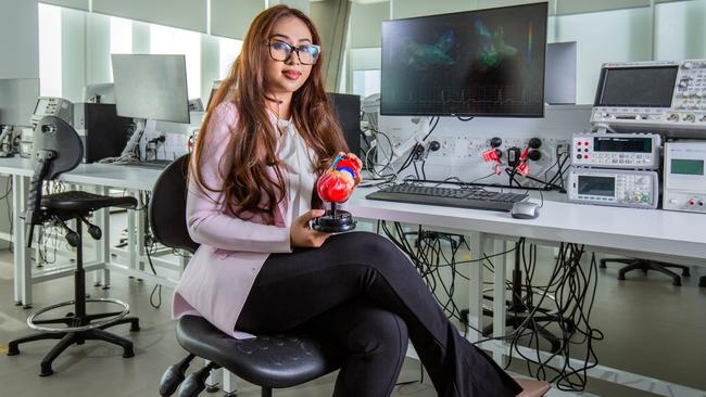 Researcher Dhani Dharmaprani is a finalist in the 2024 Woman of the Year Awards in the Innovation category. Picture: Ben Clark