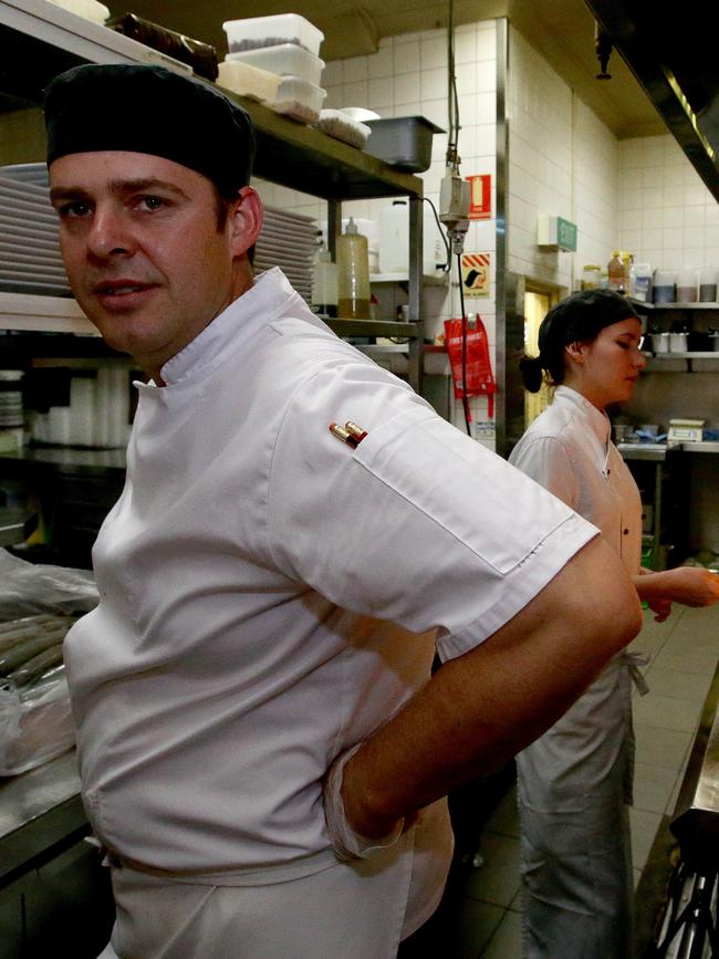 Tony Bailey in the kitchen with apprentice Millie Heidenreich. 