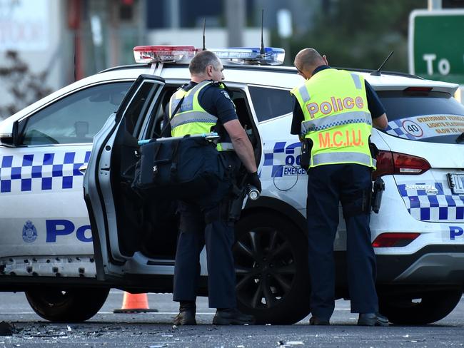 Car crash intersection Princes highway and Springvale Road, Springvale.  Several Police on scene.  Picture: Nicole Garmston