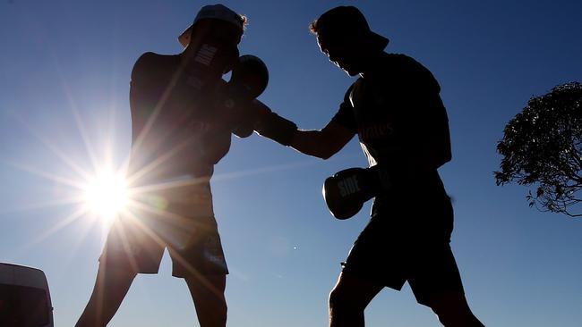 An early-morning boxing session. Picture: Michael Klein