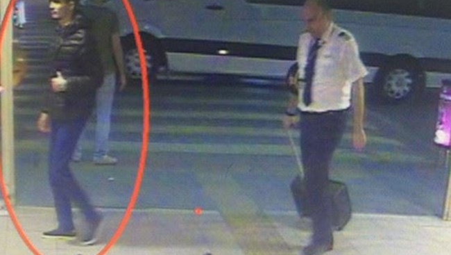 One of the bombers is identified on CCTV at Ataturk Airport in Istanbul. Picture: CCTV.