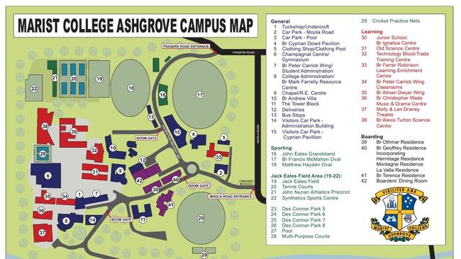 The college’s current campus map. Photo: Supplied.