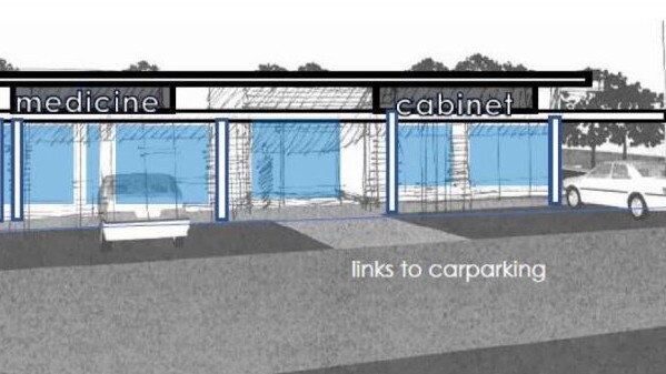 The proposal for the corner site on Linden Ave and Bruce King Dr would see new customer entry to the shops and a revamped carpark. Picture: Armstrong &amp; Co Architects