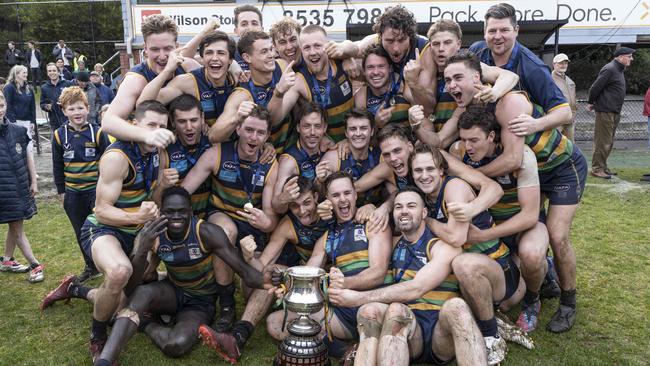 St Kevins OB players celebrate their victory. Picture: Valeriu Campan