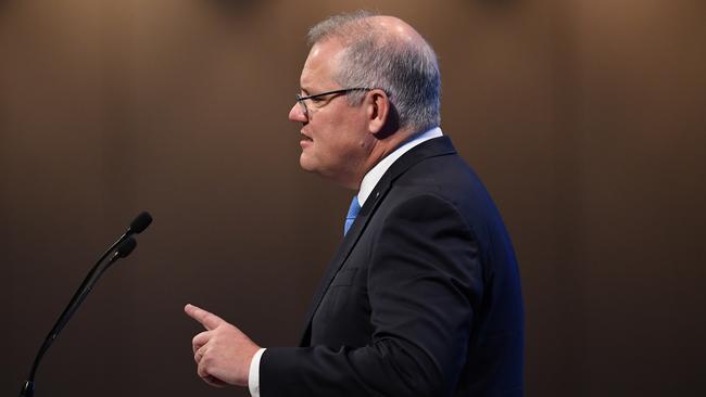 Prime Minister Scott Morrison speaks during the business summit in Sydney.