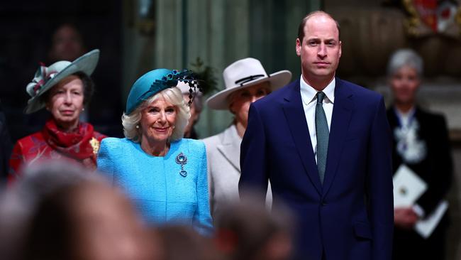 Princess Anne, Princess Royal, Queen Camilla and Prince William, Prince of Wales attend the 2024 Commonwealth Day Service at Westminster Abbey.