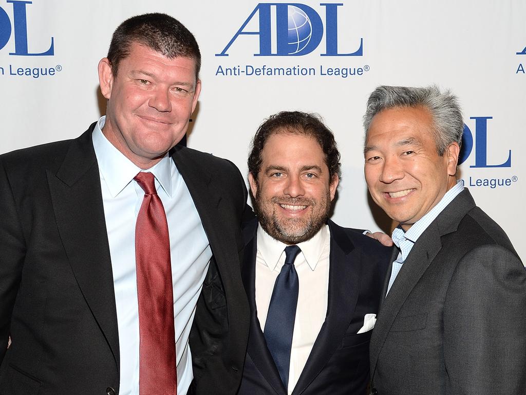 RatPac Entertainment's James Packer and Brett Ratner and Warner Bros. Entertainment CEO Kevin Tsujihara in April 2015. Picture: Michael Kovac