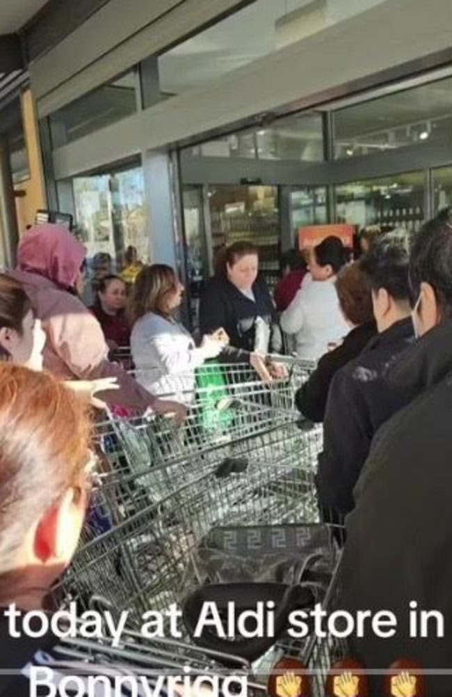 Scenes outside Aldi Bonnyrigg. Picture: TikTok /@ashorenakhammo