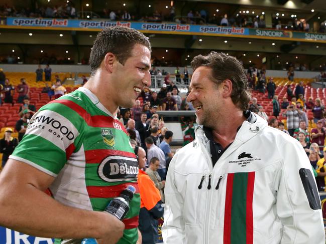 Sam Burgess enjoys a high-profile friendship with Russell Crowe. Picture: Darren England