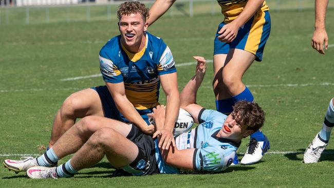 Patrick Spence reacts to his four-pointer. Picture: Monique Harmer