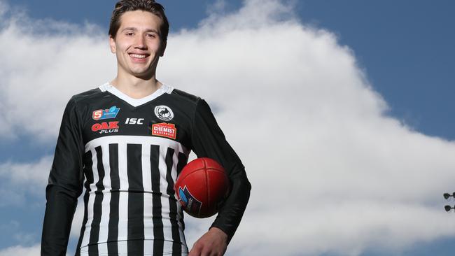 Tobin Cox is all smiles as he prepares for Sunday’s SANFL grand final. Picture: TAIT SCHMAAL.