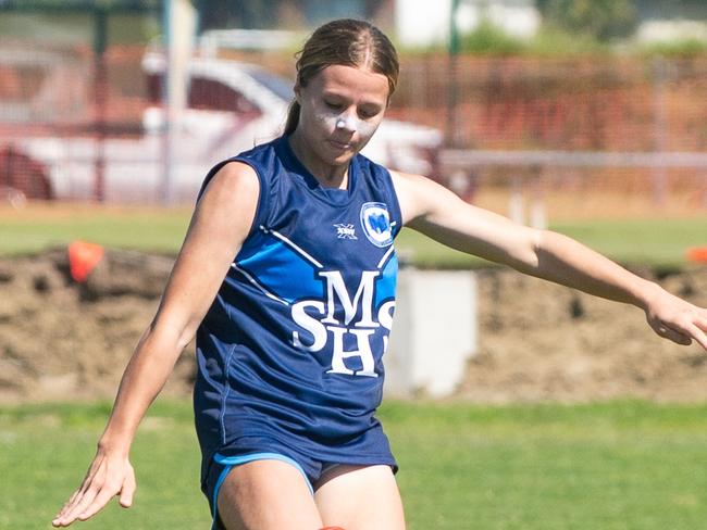 Jen Kimber in action at the recent AFLQ Schools Cup. Picture:Michaela Harlow