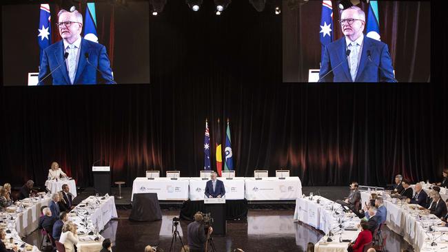 Prime Minister Anthony Albanese wraps up the jobs and skills summit last week. Picture: NCA NewsWire/Gary Ramage