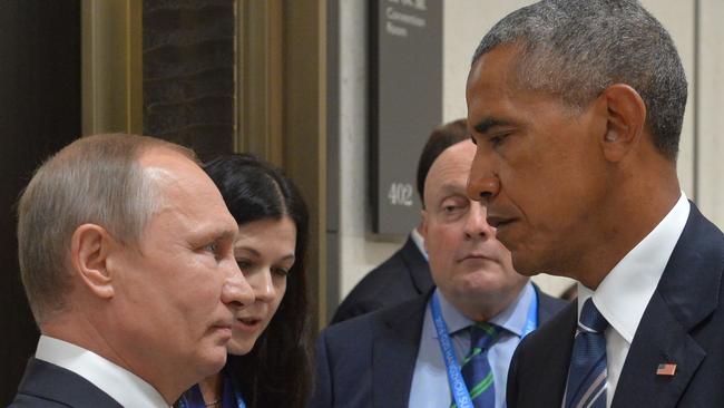 Russian President Vladimir Putin meets with his US counterpart Barack Obama on the sidelines of the G20 Leaders Summit in Hangzhou on September 5, 2016. (AFP Photo/Alexei Druzhinin)