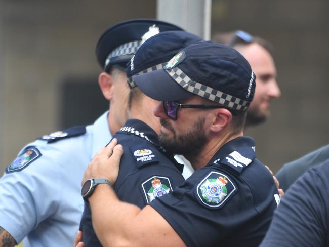 Memorial police service for Constable Matthew Arnold and Constable Rachel McCrow at Townsville Police Station. Picture: Evan Morgan