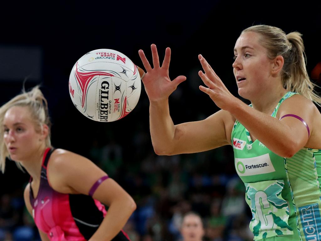 West Coast’s Jess Anstiss receives the ball. Picture: Getty Images