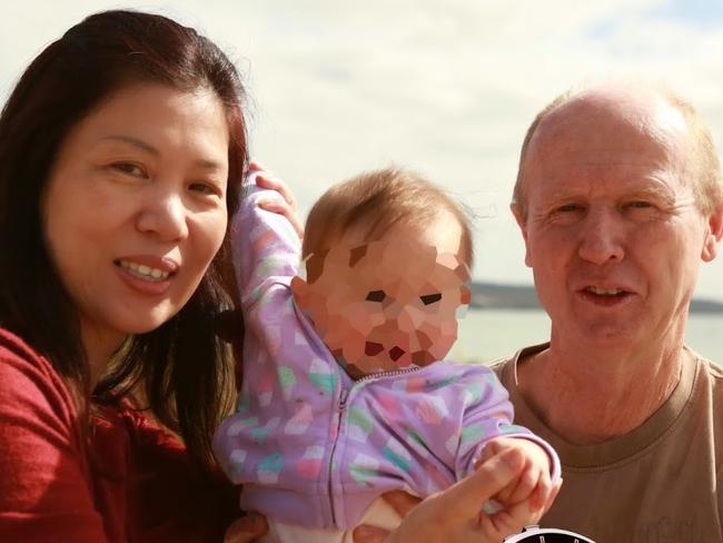 Took one of two twins ... David and Wendy Farnell, from bunbury, Western Australia, with his baby Pipah. Picture: 60 Minutes