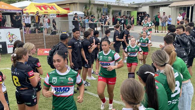 THE Wynnum Manly 19s run onto the field.