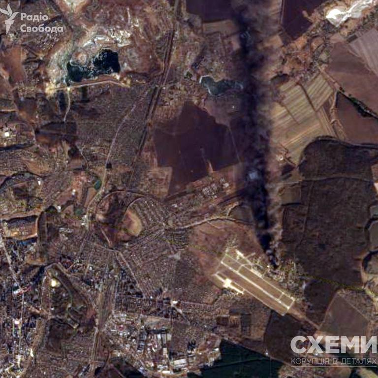 Satellite photos of Kursk drone attack. Picture: CXEMU/Twitter