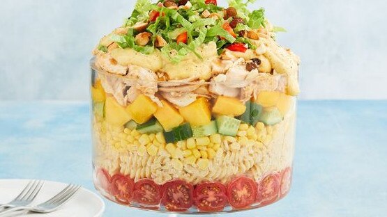 Mango coronation chicken pasta salad.