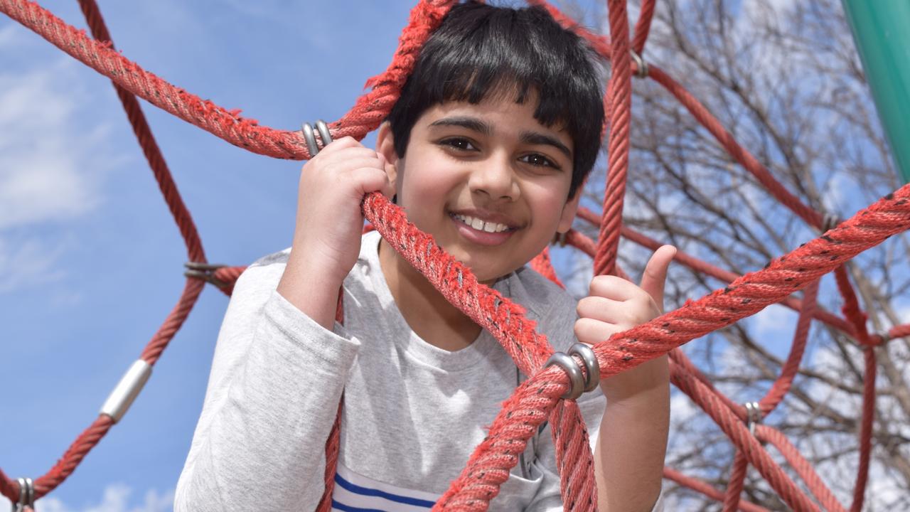 Akash Vukoti, now 11, made history as the youngest ever competitor in the Scripps National Spelling Bee in the US. Picture: supplied