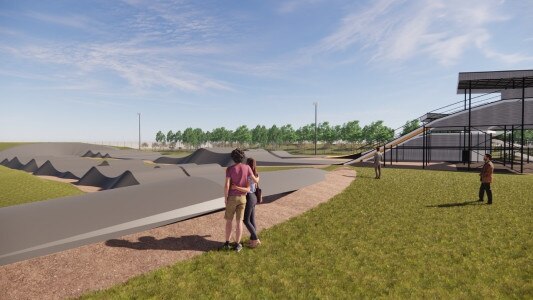 Artist impressions of the Sam Willoughby BMX Centre to be built at O'Halloran Hill. Credit: Greenway Architects