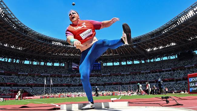 USA's Ryan Crouser heaves his way to gold in the men’s shot put final. Picture: Andrej Isakovic/AFP