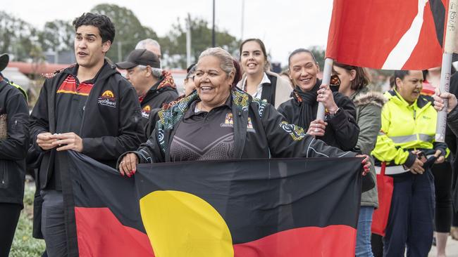 Lizzie Adams in the NAIDOC Week march in Toowoomba. Monday, July 4, 2022. Picture: Nev Madsen.