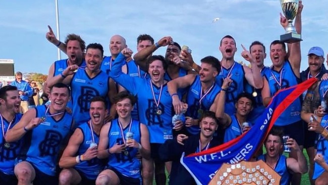 Roopena celebrates after the WFL grand final. Picture: Roopena Football Club