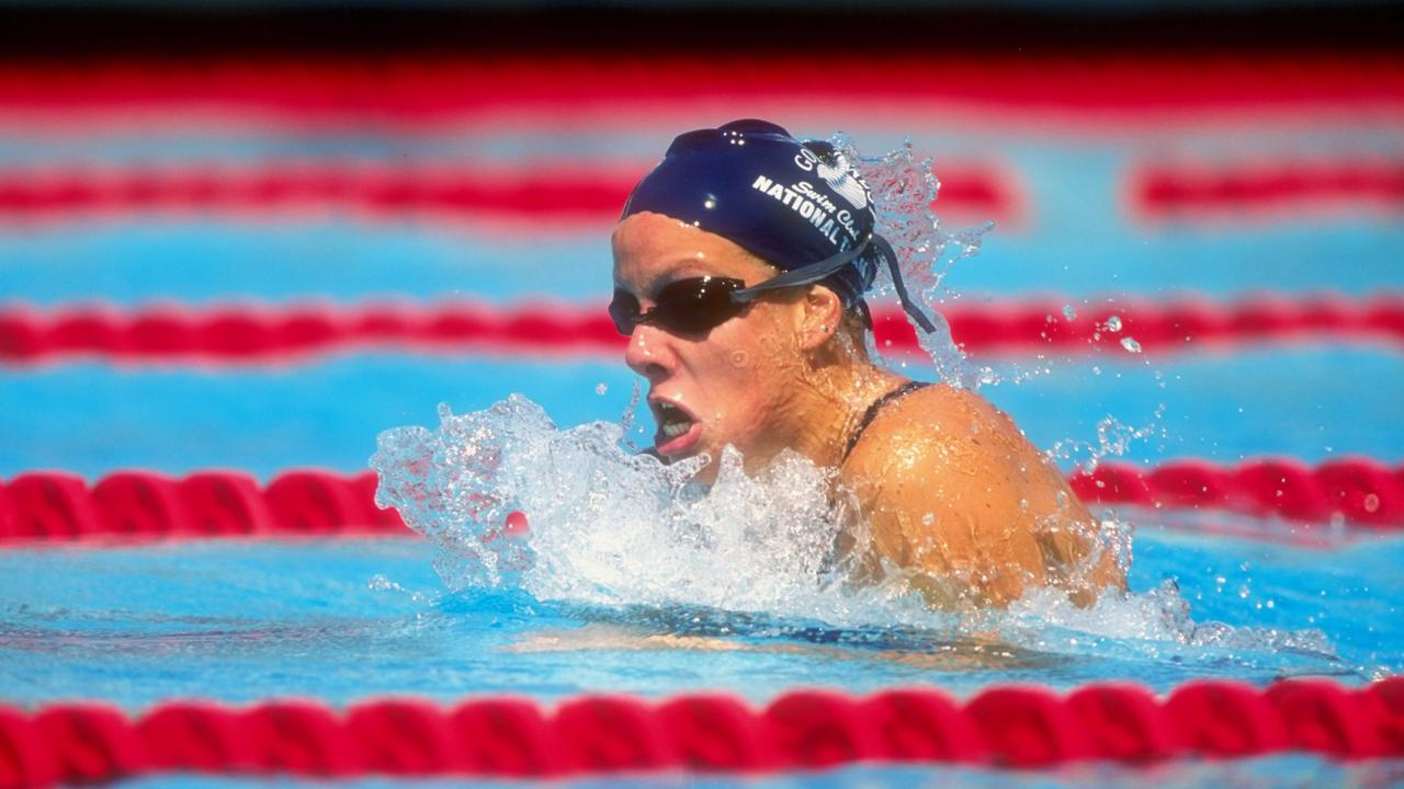 Jamie Cail in action during the Phillips 66 National Championships at the Clovis Swim Complex in Clovis, California in 1998.