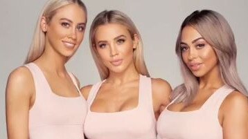 Amy Hembrow, Tammy Hembrow and Emilee Hembrow wearing the Saski Collection new sports bra in colour Benefit pink. Photo: Chris Mohen