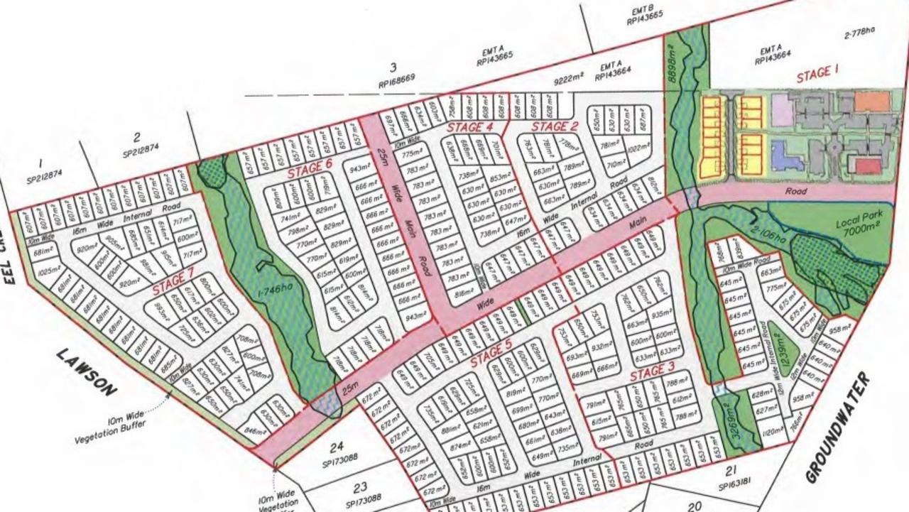 If approved in full, the Bellagrove Estate proposed to be built between Groundwater and Lawsons roads would open up more than 300 new residential blocks.