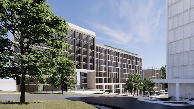 An artist's impression of the planned new three-building student accommodation block at the University of Queensland's St Lucia campus. Photo: Supplied.