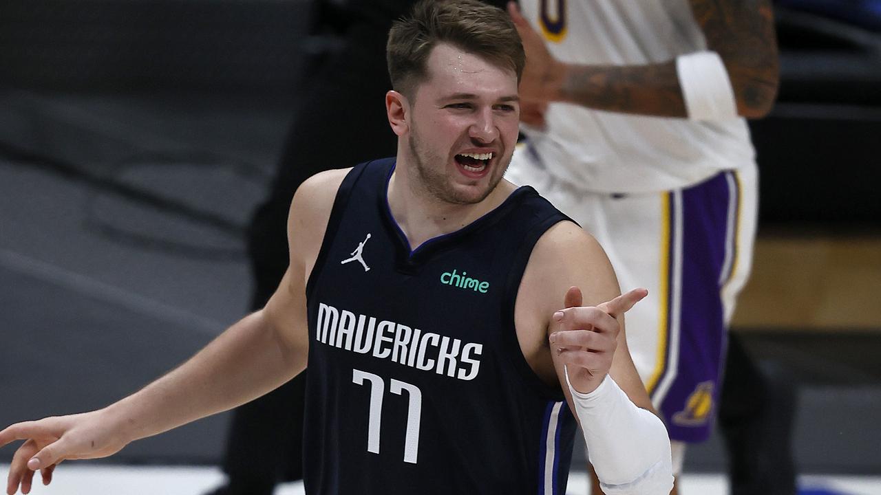 Luka Doncic joined a prestigious list on Saturday during the Mavericks ’ epic win over Washington. Photo: Getty Images