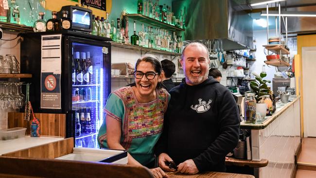 Owners Daniella Guevara Munoz and Kor van Dijk at La Popular Taqueria, Port Adelaide. Picture Jack Fenby