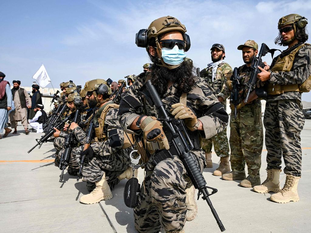 Taliban troops at the airport in Kabul after the US pulled out all of its troops. Picture: Wakil Kohsar/AFP