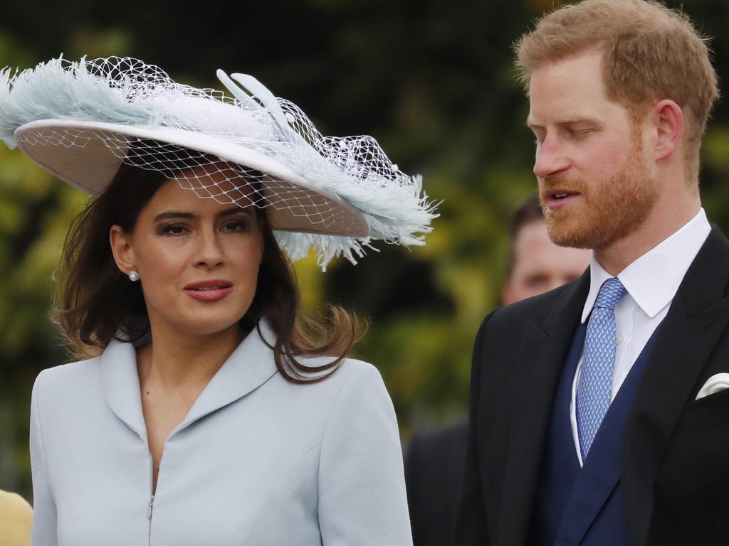 Prince Harry arrived with Lady Frederick Windsor for the wedding of Lady Gabriella Windsor and Thomas Kingston at St George's Chapel, Windsor Castle. Picture: AP Photo