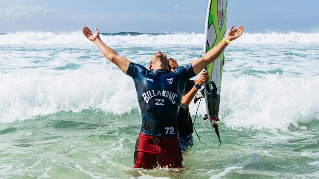 Robinson after winning the Billabong Pro Pipeline in February. Picture: Tony Heff/World Surf League