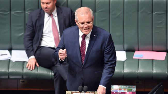 Prime Minister Scott Morrison in the House of Representatives at Parliament House on March 23, 2020 in Canberra. Picture: SAM MOOY/GETTY IMAGES